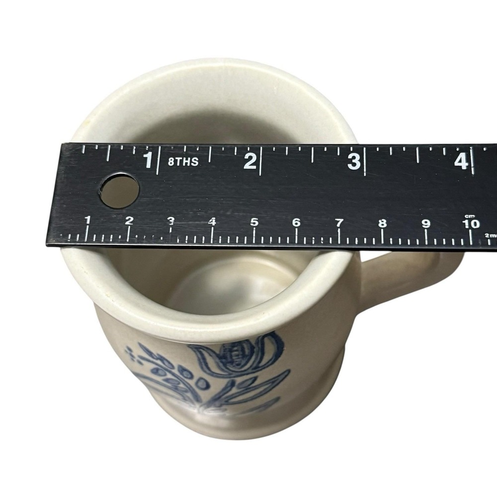 Pfaltzgraff Folk Art Mug Cup Blue Floral Stoneware USA Set of 4 Vintage - Picture 10 of 10